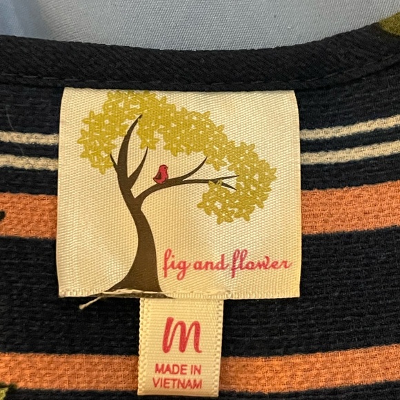 Anthropologie Fig and Flower long Tunic blouse floral size medium front pockets - Picture 11 of 16